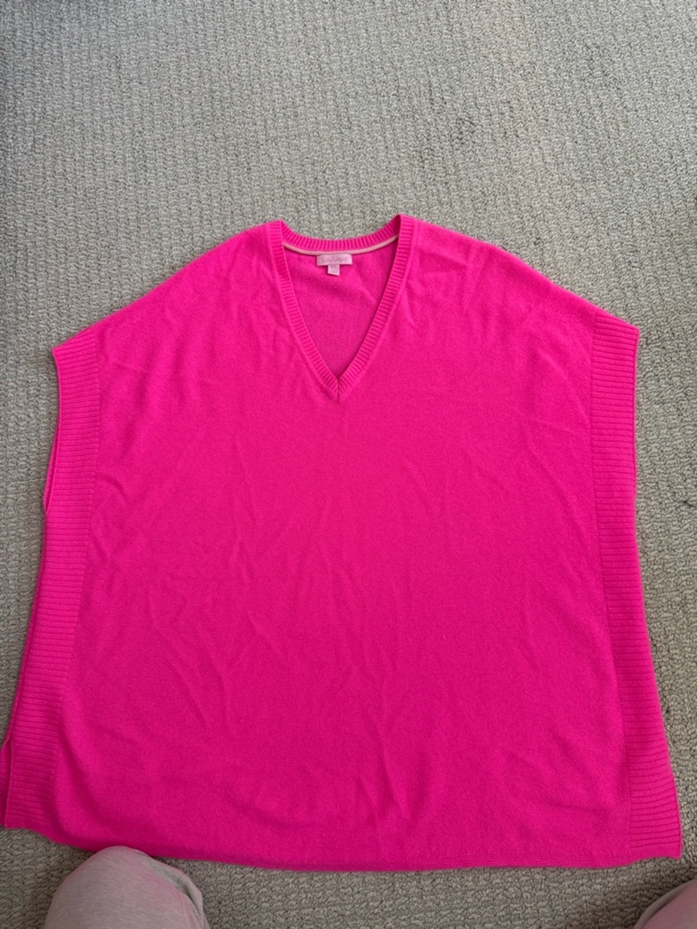 Lilly Pulitzer Hot Pink V-Neck Poncho Sweater